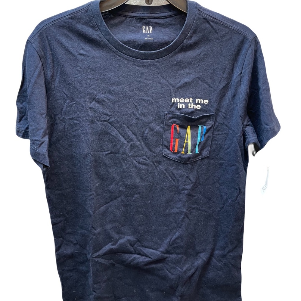 ❤️ GAP MEET ME AT THE GAP NAVY TEE SHIRT SIZE XS NEW - Picture 4 of 4